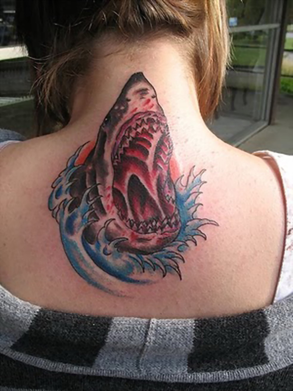 Old School Head Neck Wings Shark Tattoo by Omaha Tattoo